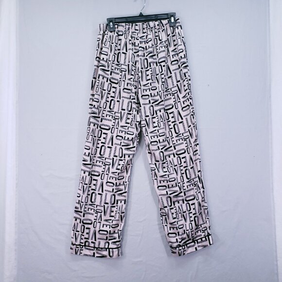 Victoria's Secret LOVE Print Pajama Pants Loungewear Bottoms Pink Black Size M - Picture 11 of 16